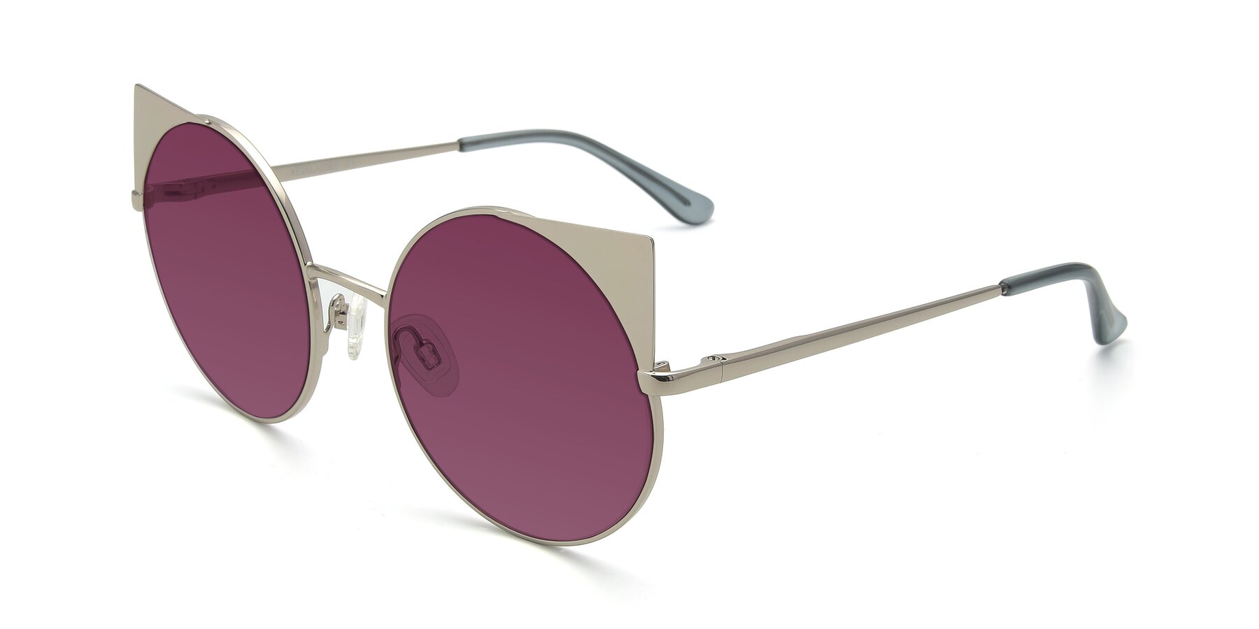 Angle of SSR1955 in Silver with Wine Tinted Lenses