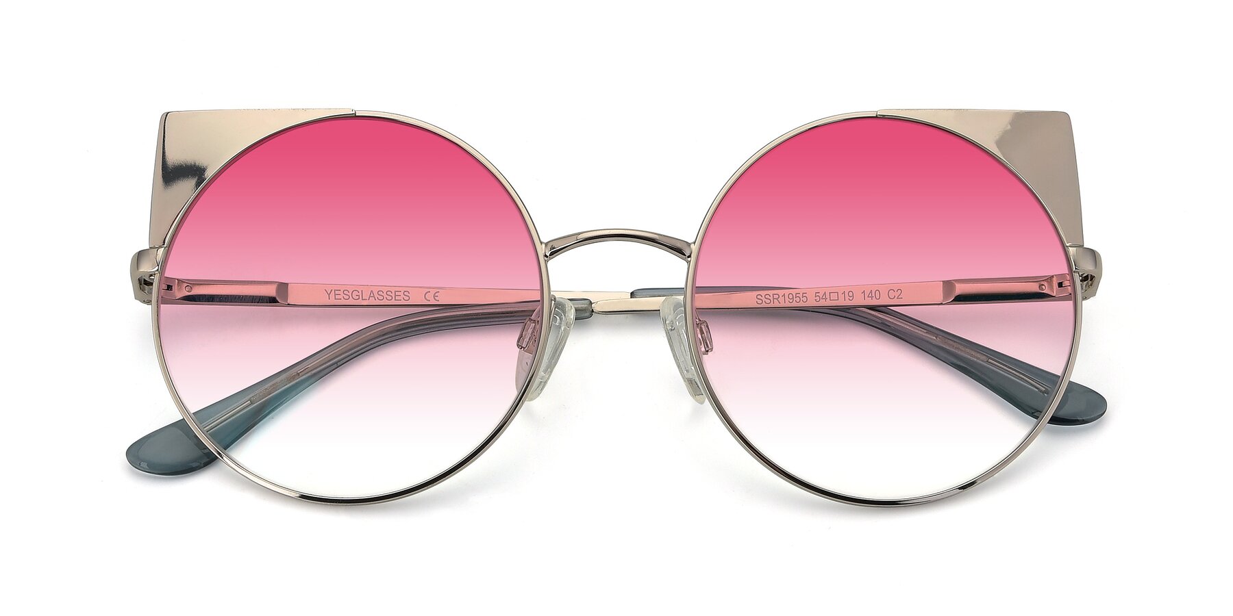 Folded Front of SSR1955 in Silver with Pink Gradient Lenses