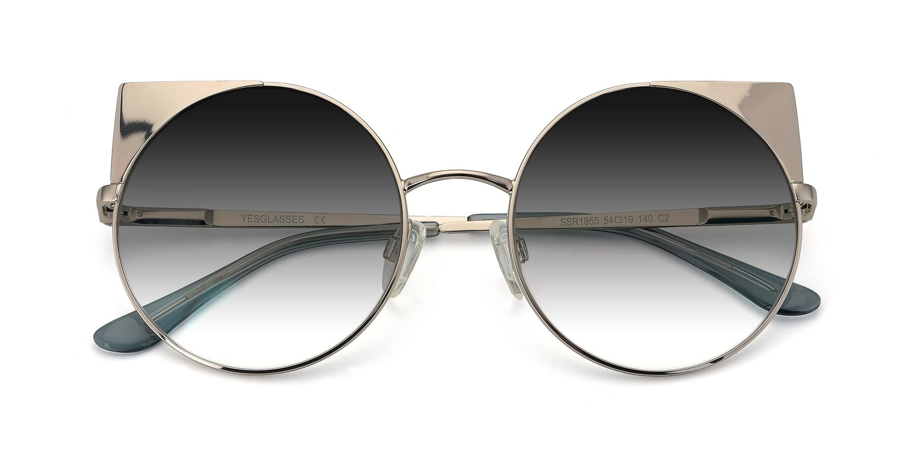 Folded Front of SSR1955 in Silver with Gray Gradient Lenses