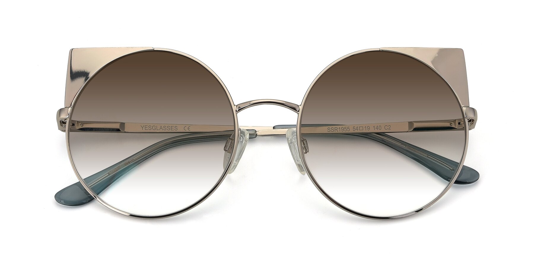 Folded Front of SSR1955 in Silver with Brown Gradient Lenses