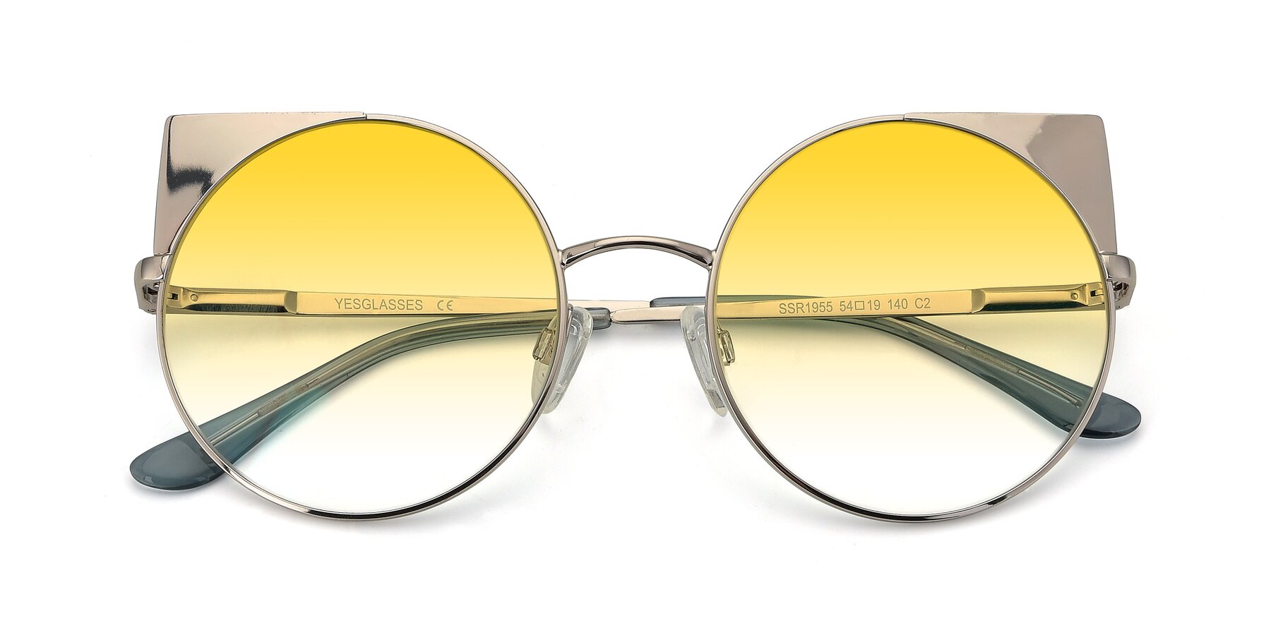 Folded Front of SSR1955 in Silver with Yellow Gradient Lenses