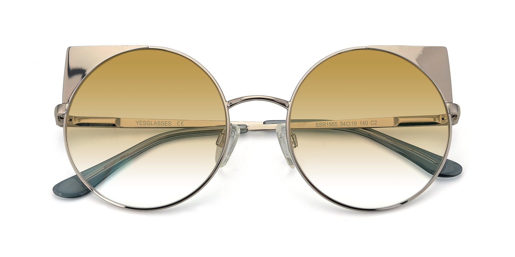 Folded Front of SSR1955 in Silver with Champagne Gradient Lenses