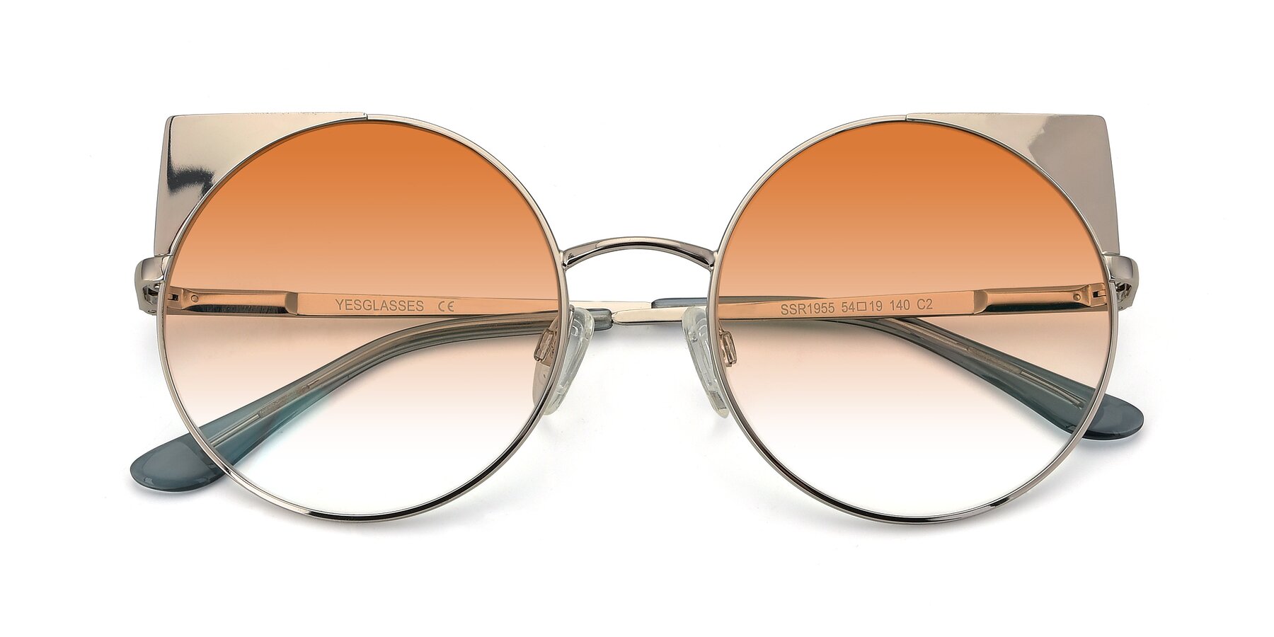 Folded Front of SSR1955 in Silver with Orange Gradient Lenses