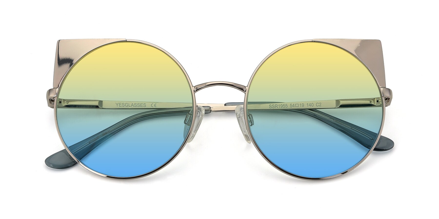 Folded Front of SSR1955 in Silver with Yellow / Blue Gradient Lenses
