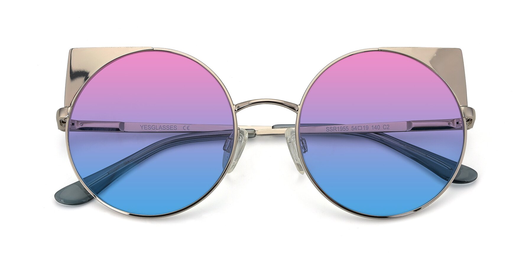 Folded Front of SSR1955 in Silver with Pink / Blue Gradient Lenses