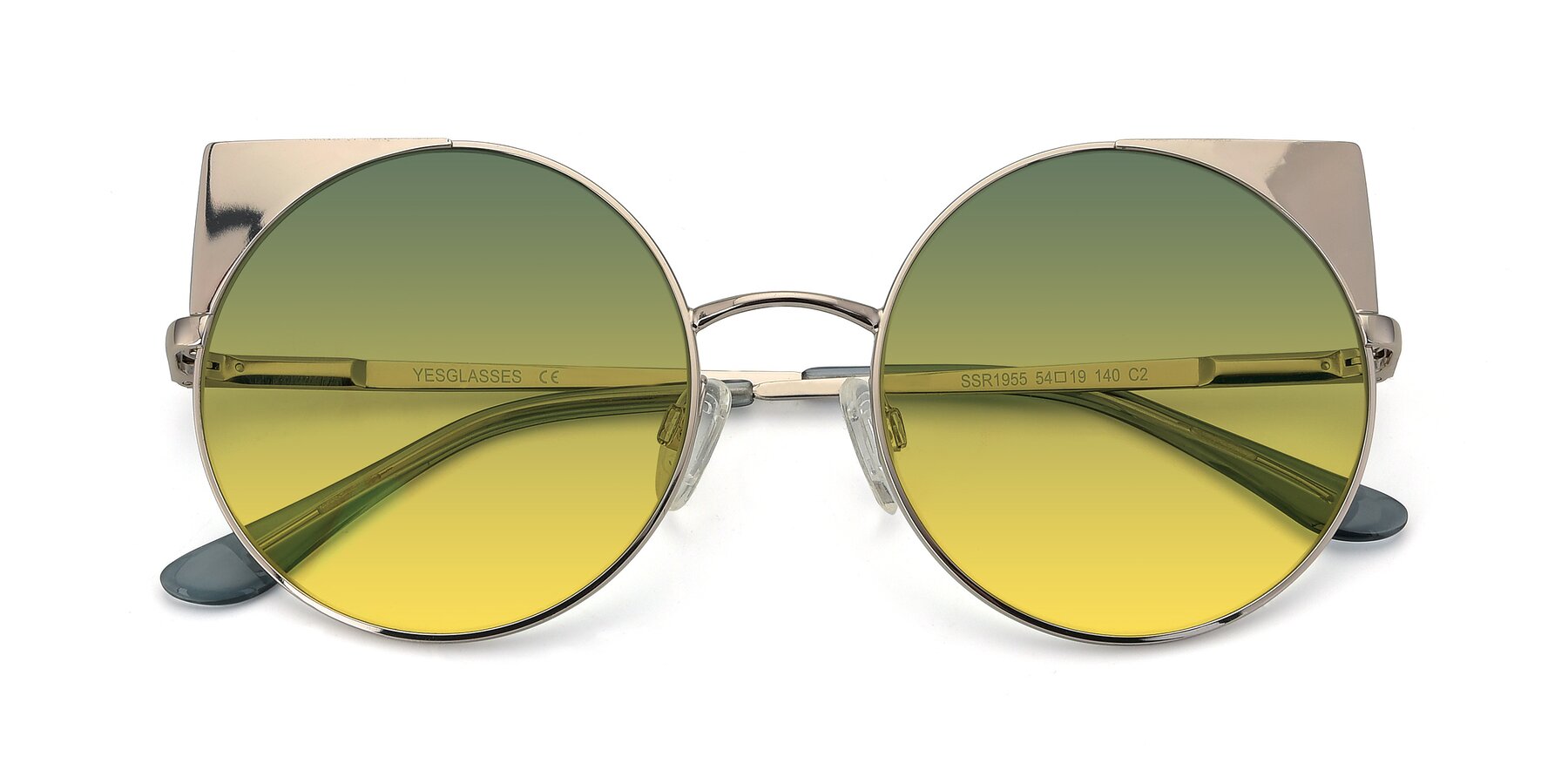 Folded Front of SSR1955 in Silver with Green / Yellow Gradient Lenses