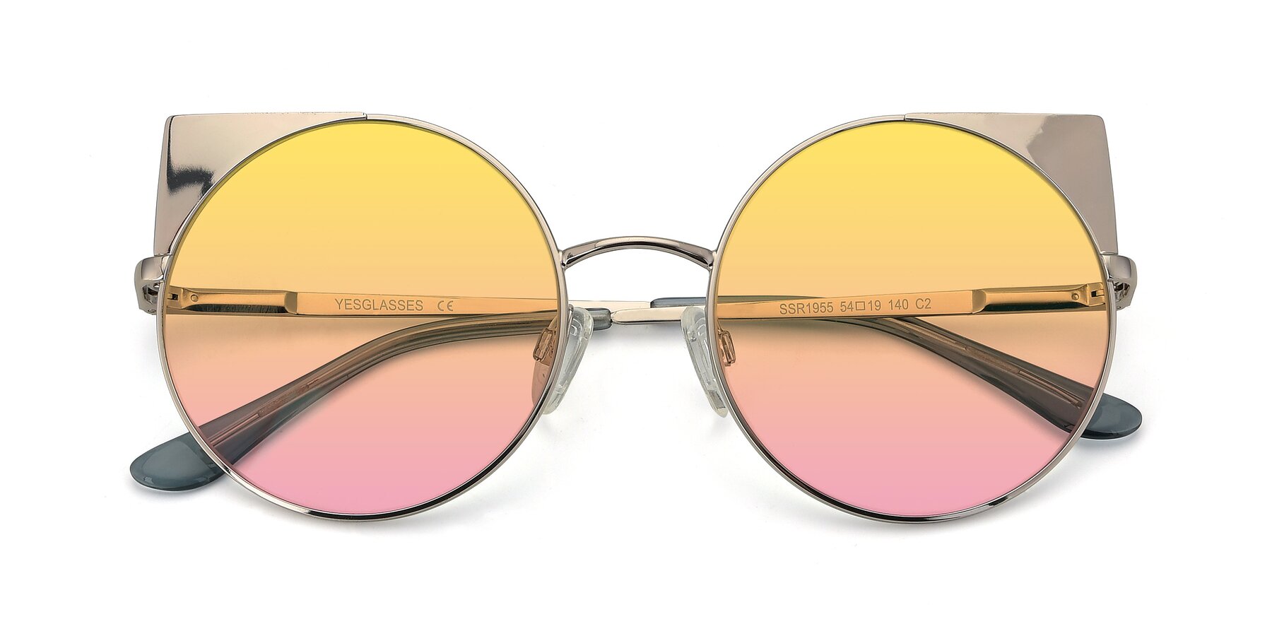 Folded Front of SSR1955 in Silver with Yellow / Pink Gradient Lenses