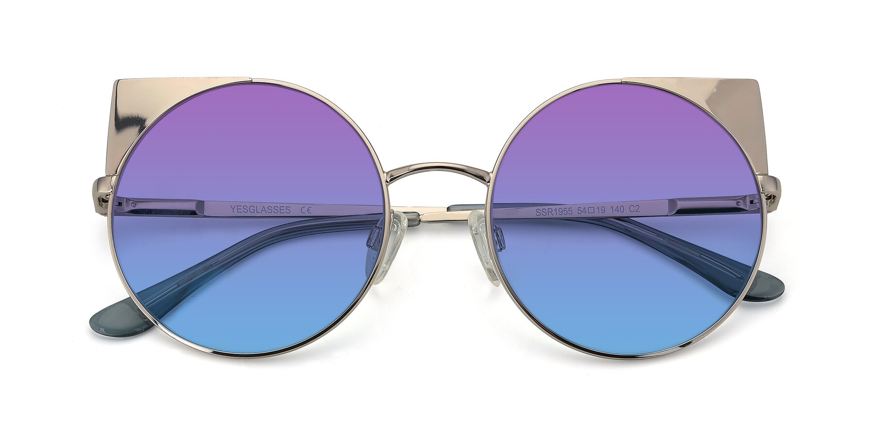 Folded Front of SSR1955 in Silver with Purple / Blue Gradient Lenses