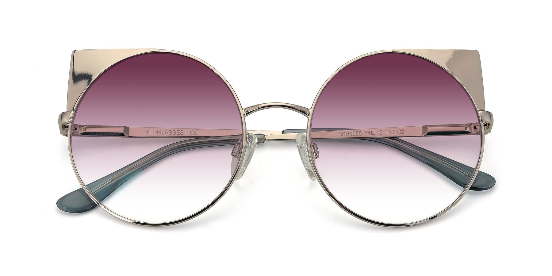 Folded Front of SSR1955 in Silver with Wine Gradient Lenses