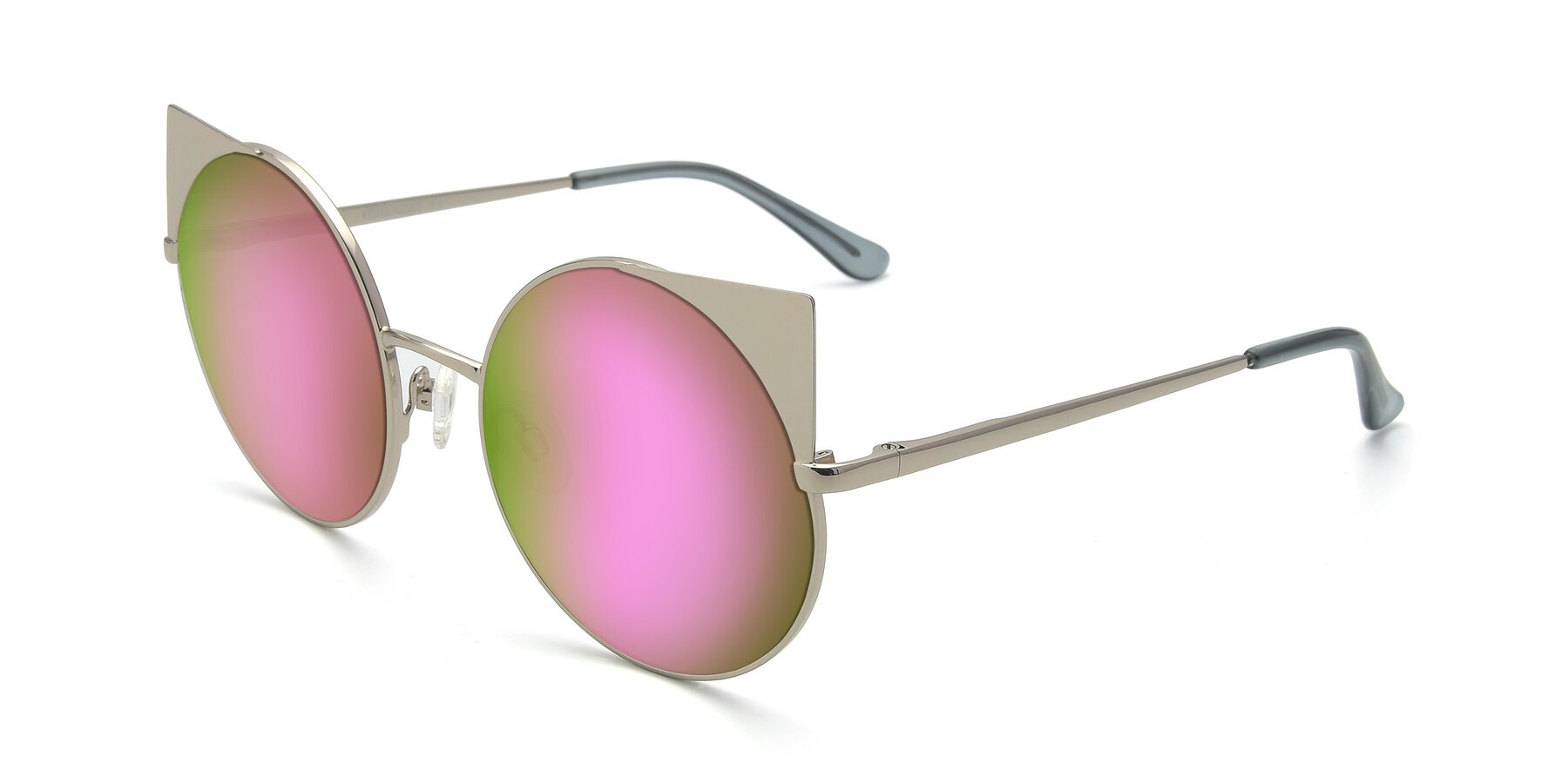 Angle of SSR1955 in Silver with Pink Mirrored Lenses