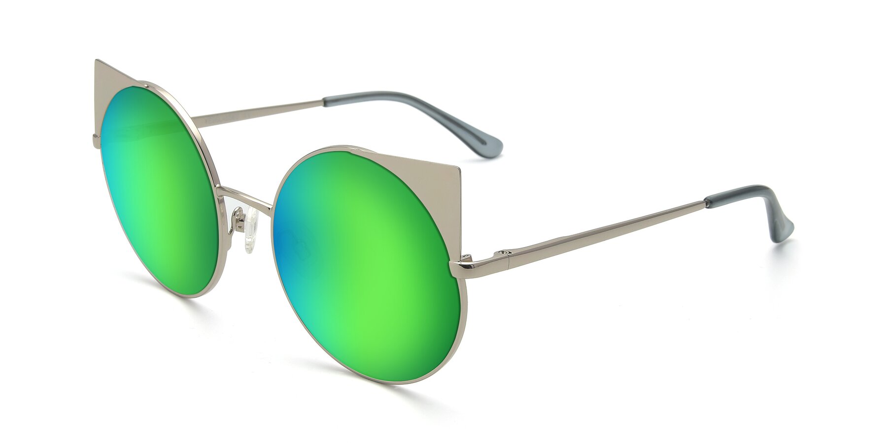 Angle of SSR1955 in Silver with Green Mirrored Lenses