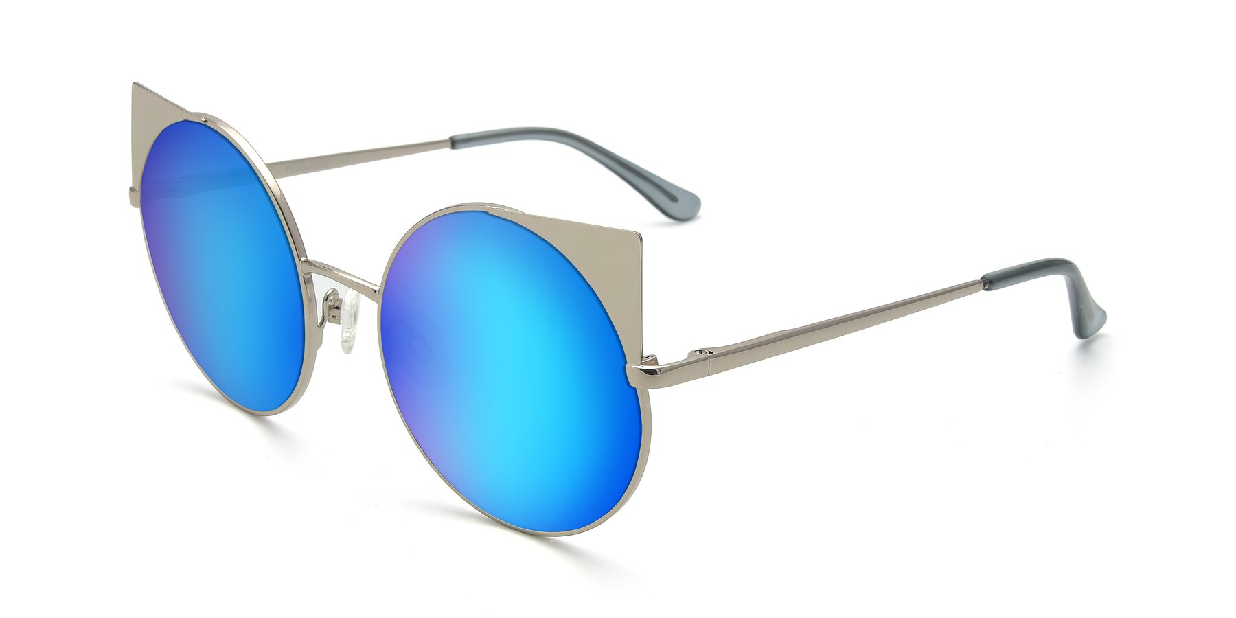 Angle of SSR1955 in Silver with Blue Mirrored Lenses