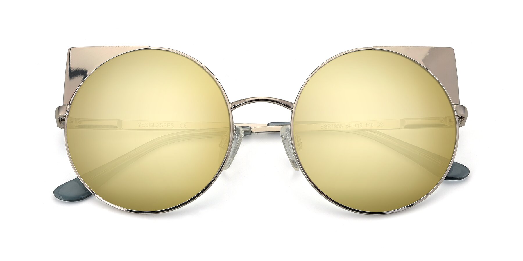 Folded Front of SSR1955 in Silver with Gold Mirrored Lenses