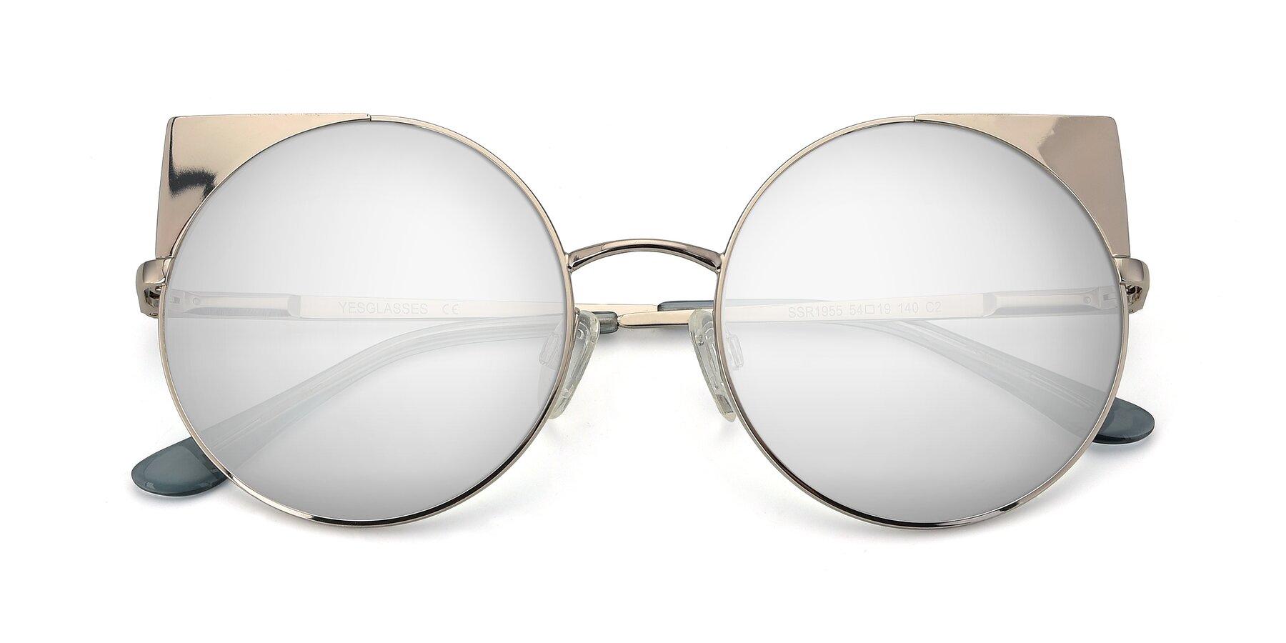 Folded Front of SSR1955 in Silver with Silver Mirrored Lenses