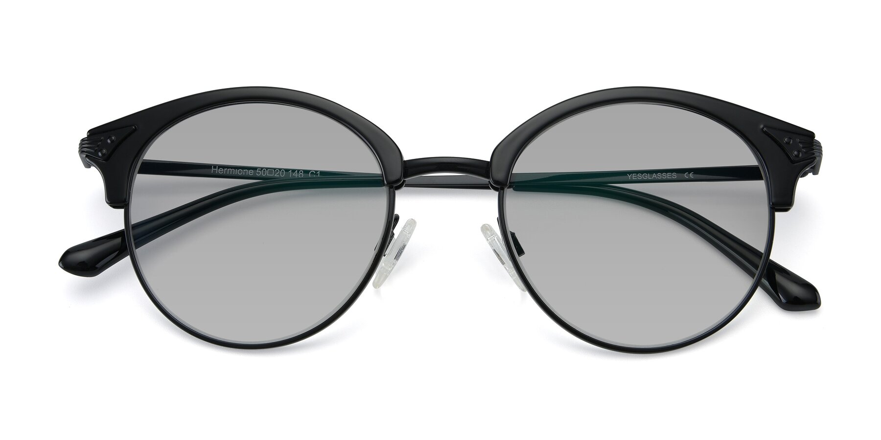Folded Front of Hermione in Black with Light Gray Tinted Lenses