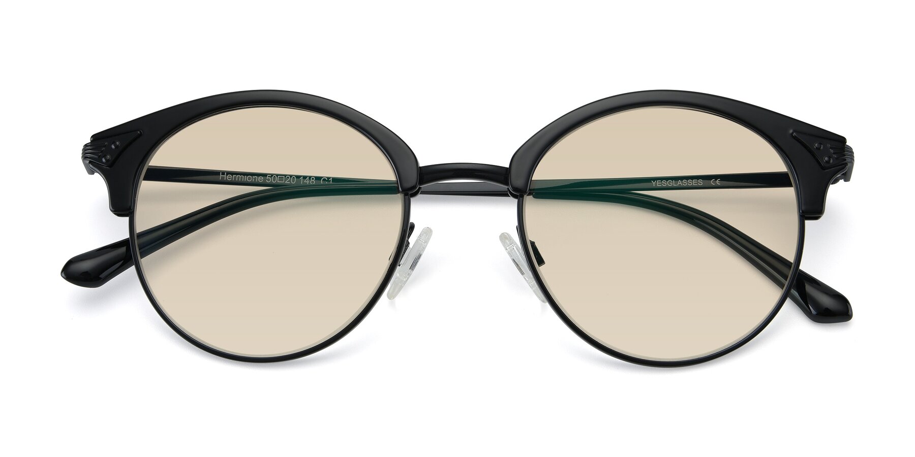 Folded Front of Hermione in Black with Light Brown Tinted Lenses