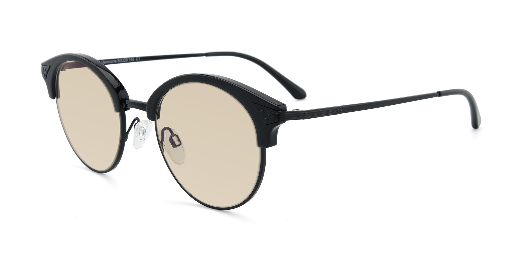 Angle of Hermione in Black with Light Brown Tinted Lenses