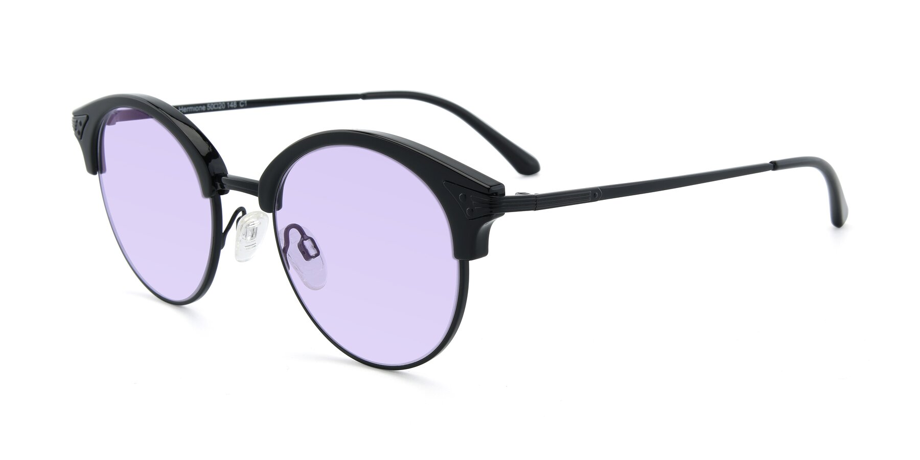 Angle of Hermione in Black with Light Purple Tinted Lenses