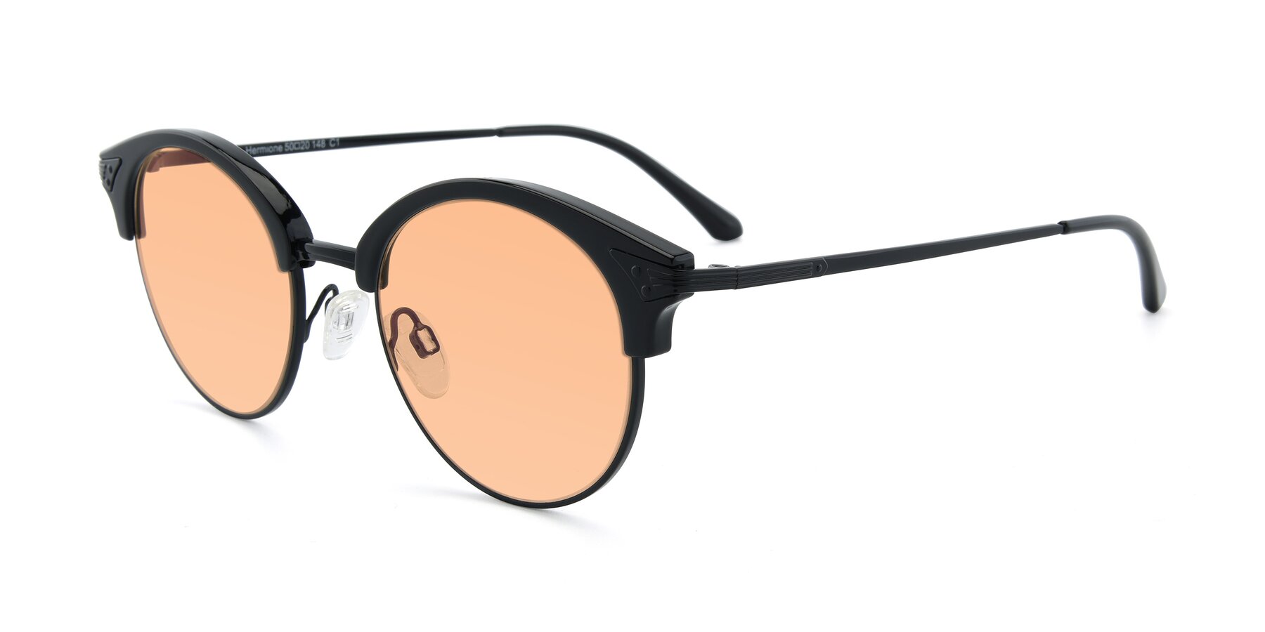 Angle of Hermione in Black with Light Orange Tinted Lenses