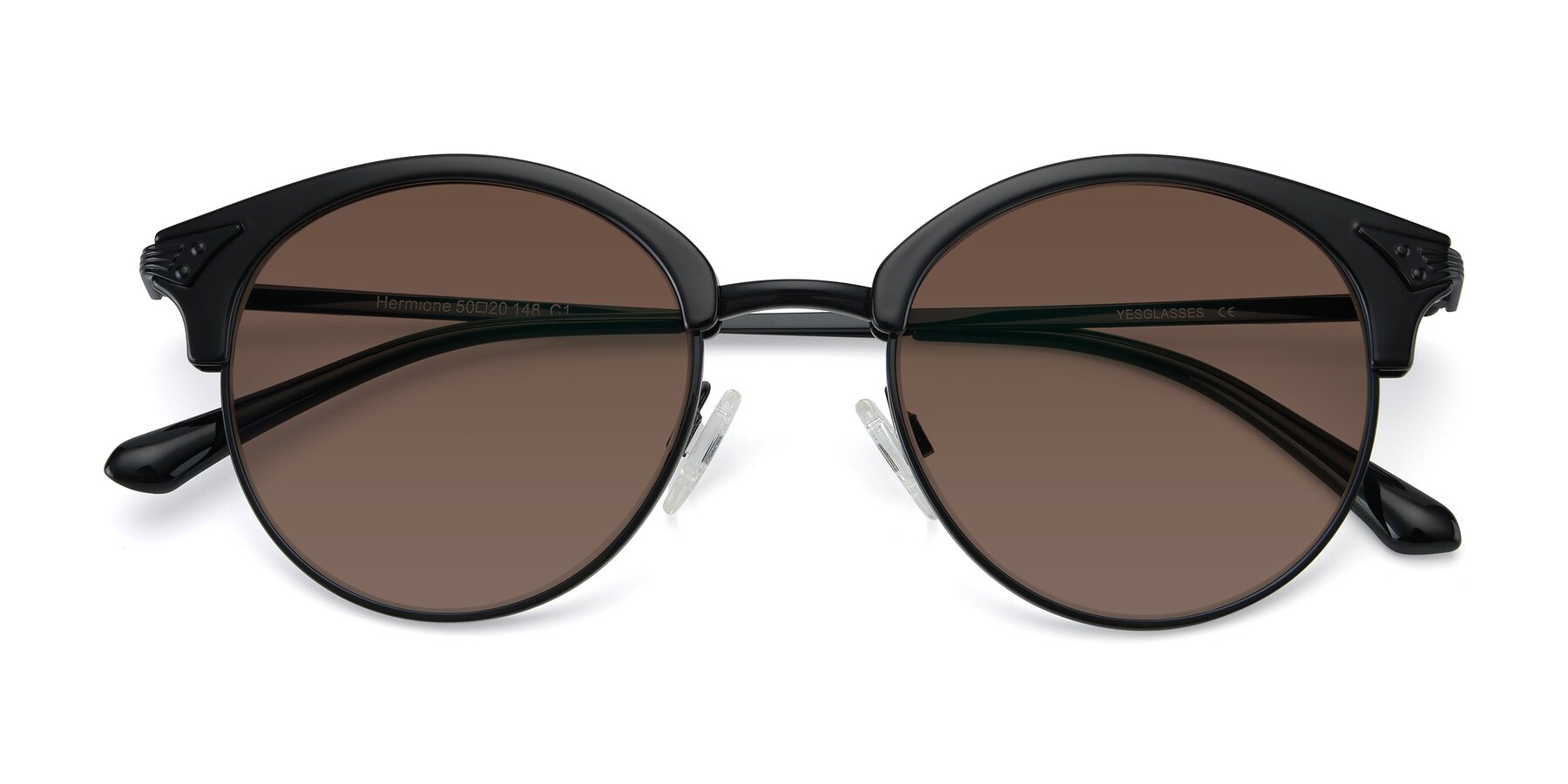 Folded Front of Hermione in Black with Brown Tinted Lenses