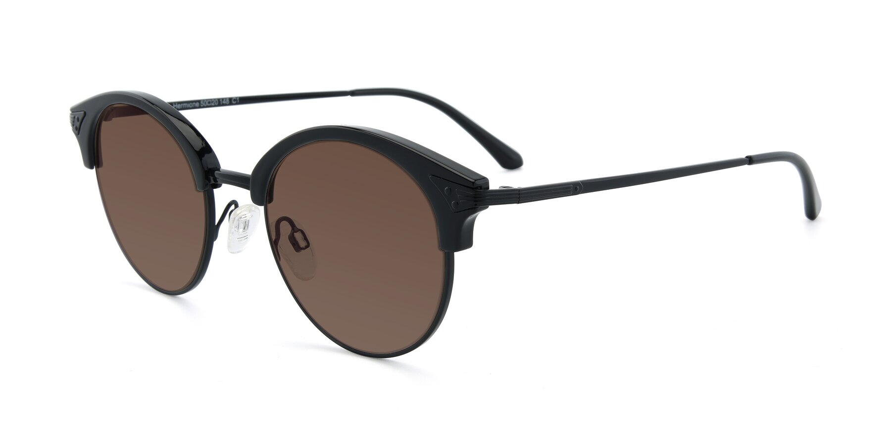 Angle of Hermione in Black with Brown Tinted Lenses