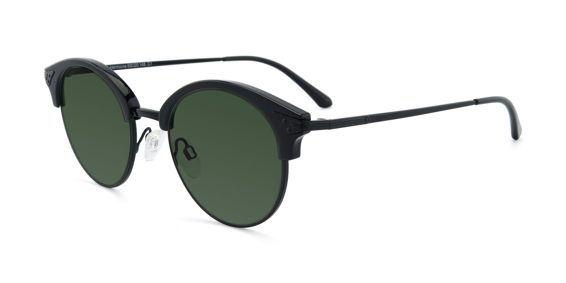 Angle of Hermione in Black with Green Tinted Lenses