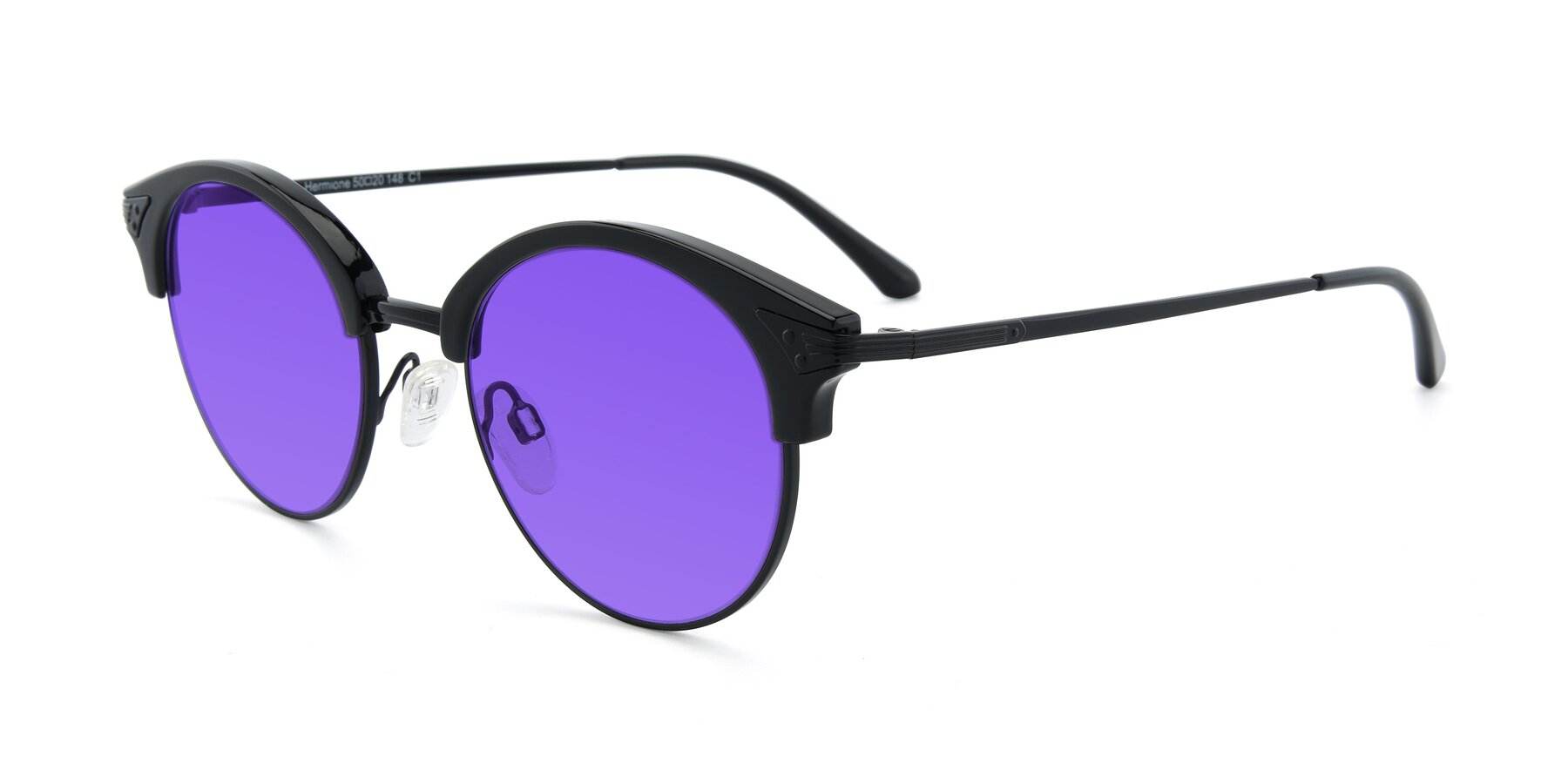 Angle of Hermione in Black with Purple Tinted Lenses