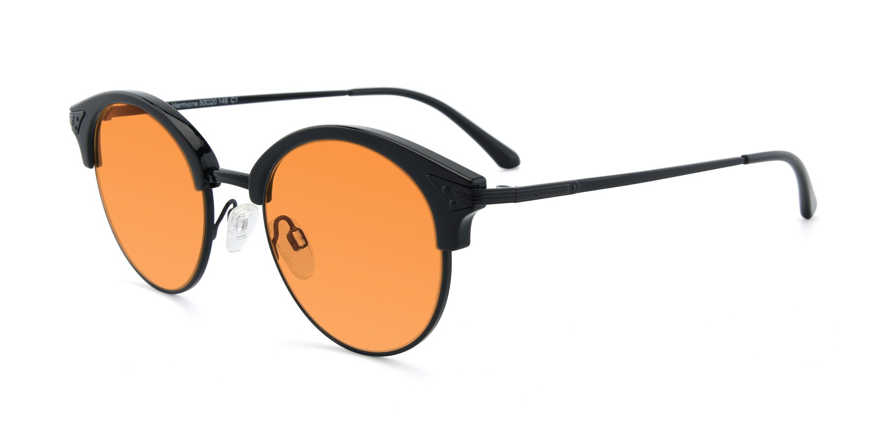 Angle of Hermione in Black with Orange Tinted Lenses