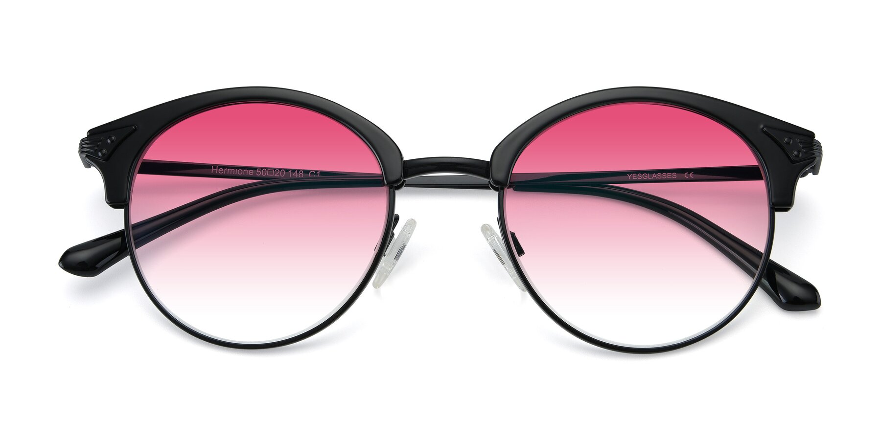 Folded Front of Hermione in Black with Pink Gradient Lenses