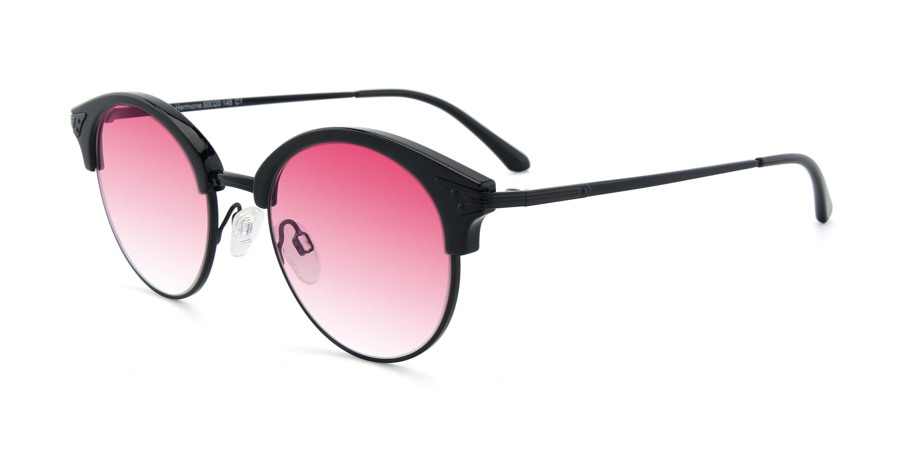 Angle of Hermione in Black with Pink Gradient Lenses
