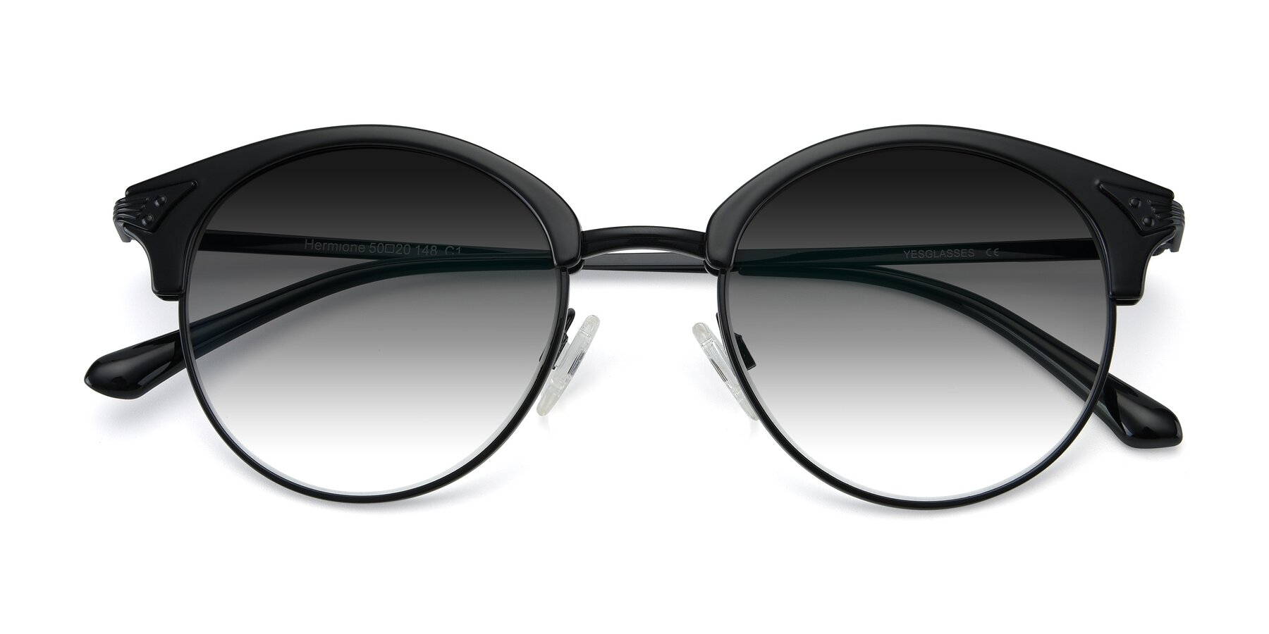 Folded Front of Hermione in Black with Gray Gradient Lenses