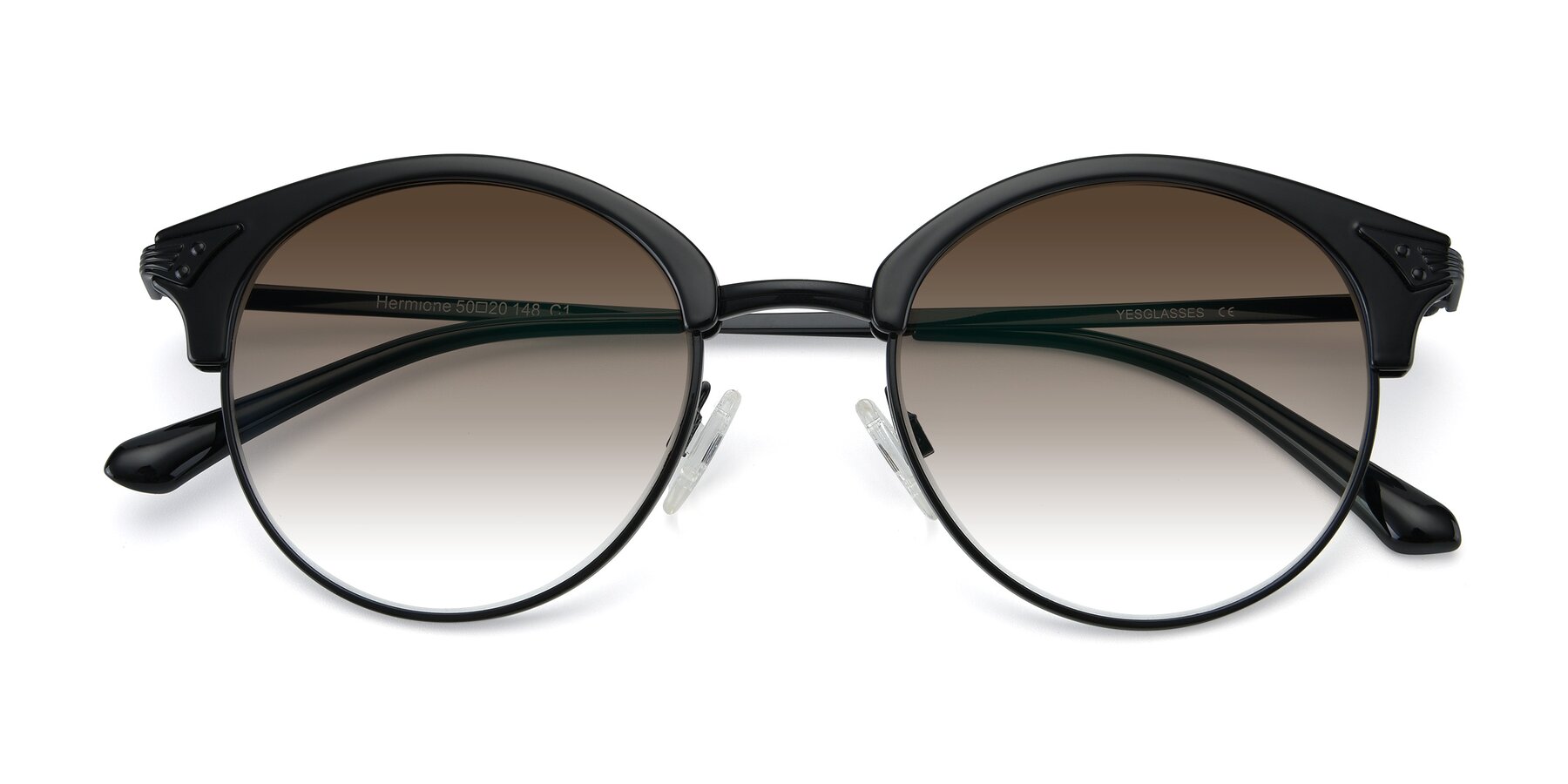 Folded Front of Hermione in Black with Brown Gradient Lenses