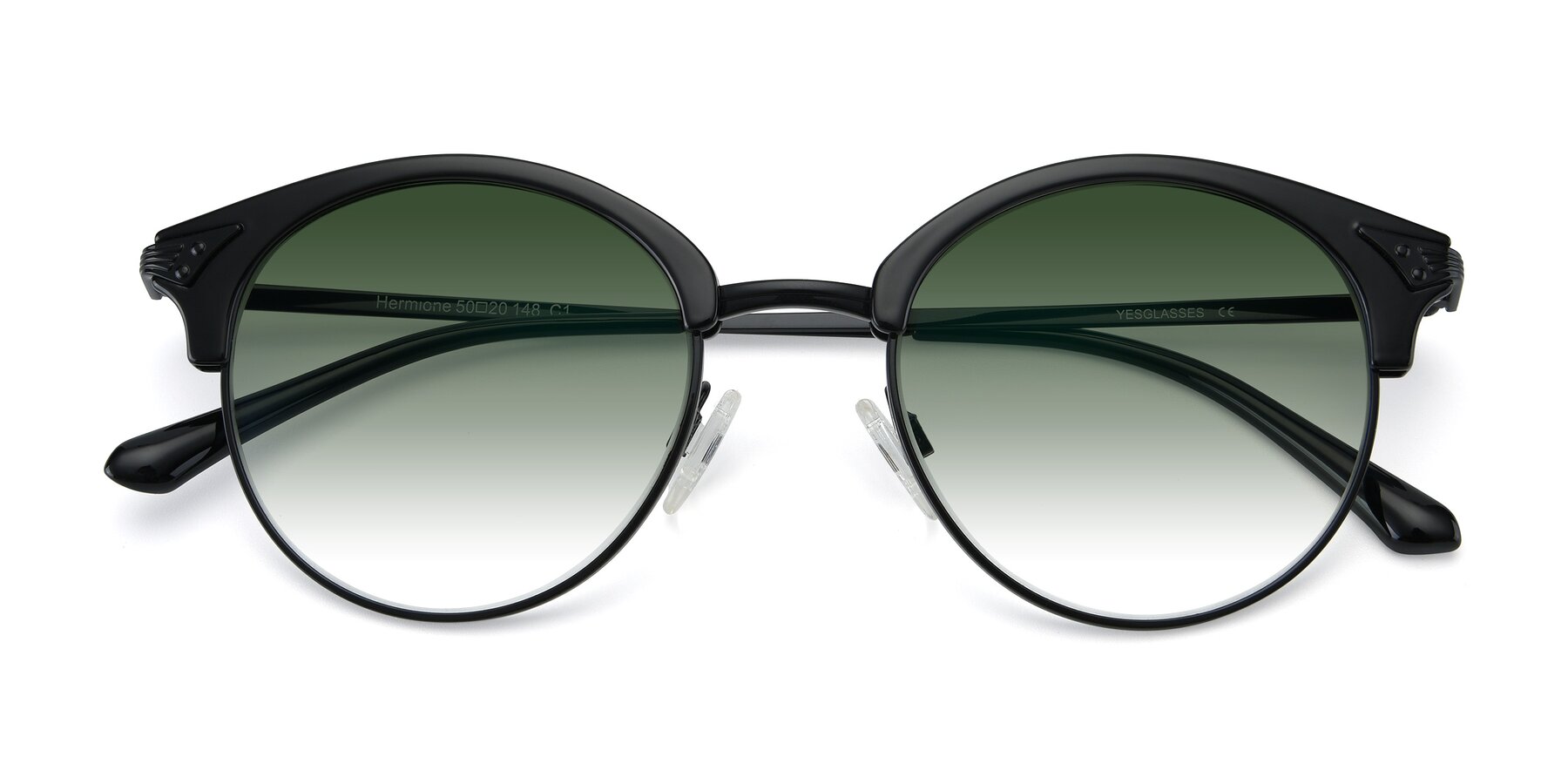 Folded Front of Hermione in Black with Green Gradient Lenses