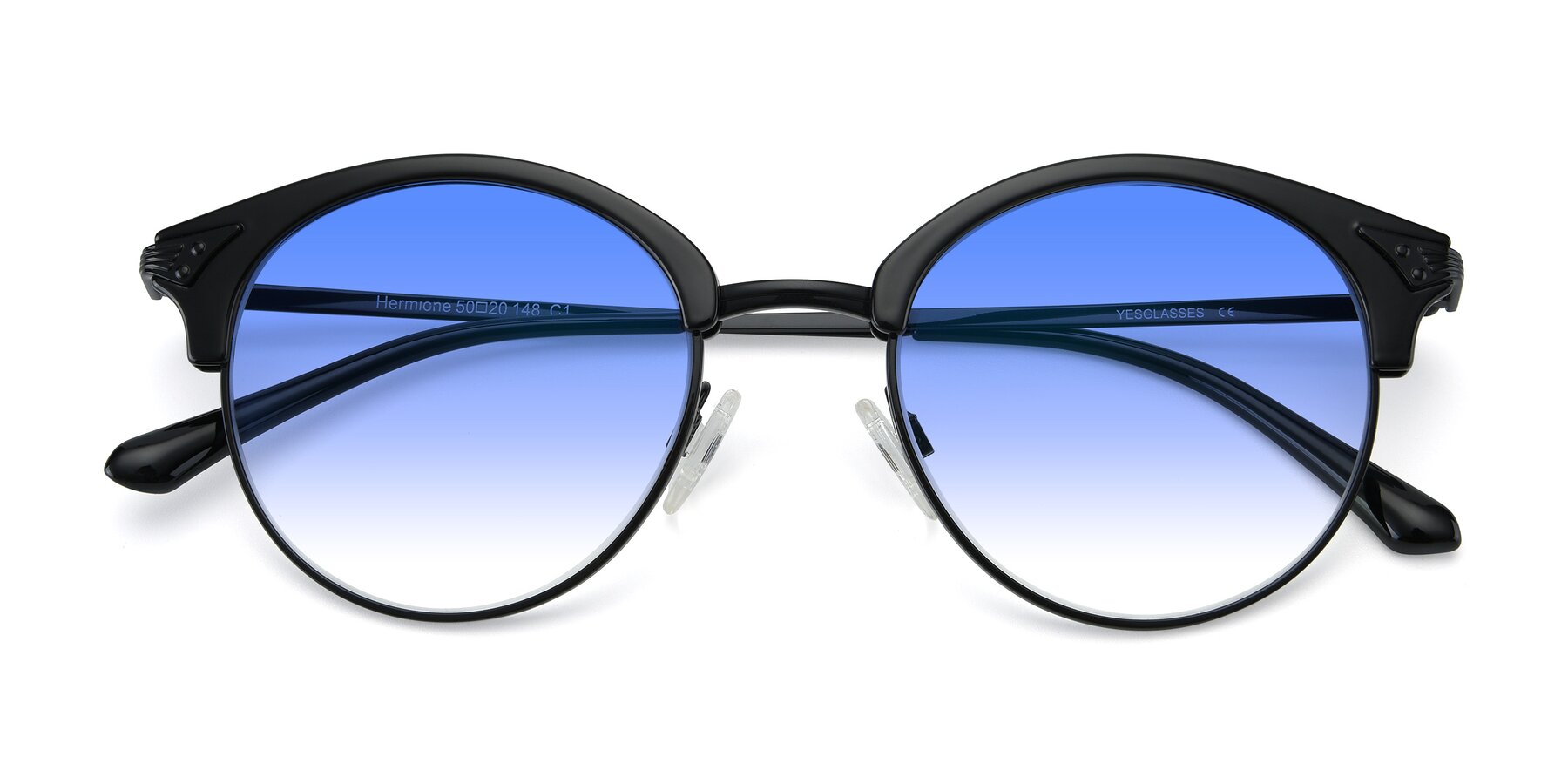 Folded Front of Hermione in Black with Blue Gradient Lenses