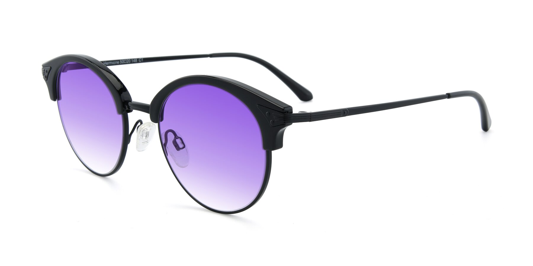 Angle of Hermione in Black with Purple Gradient Lenses