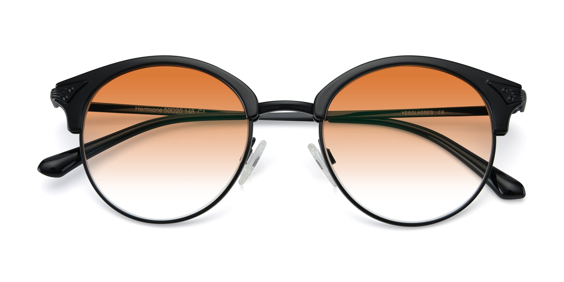 Folded Front of Hermione in Black with Orange Gradient Lenses