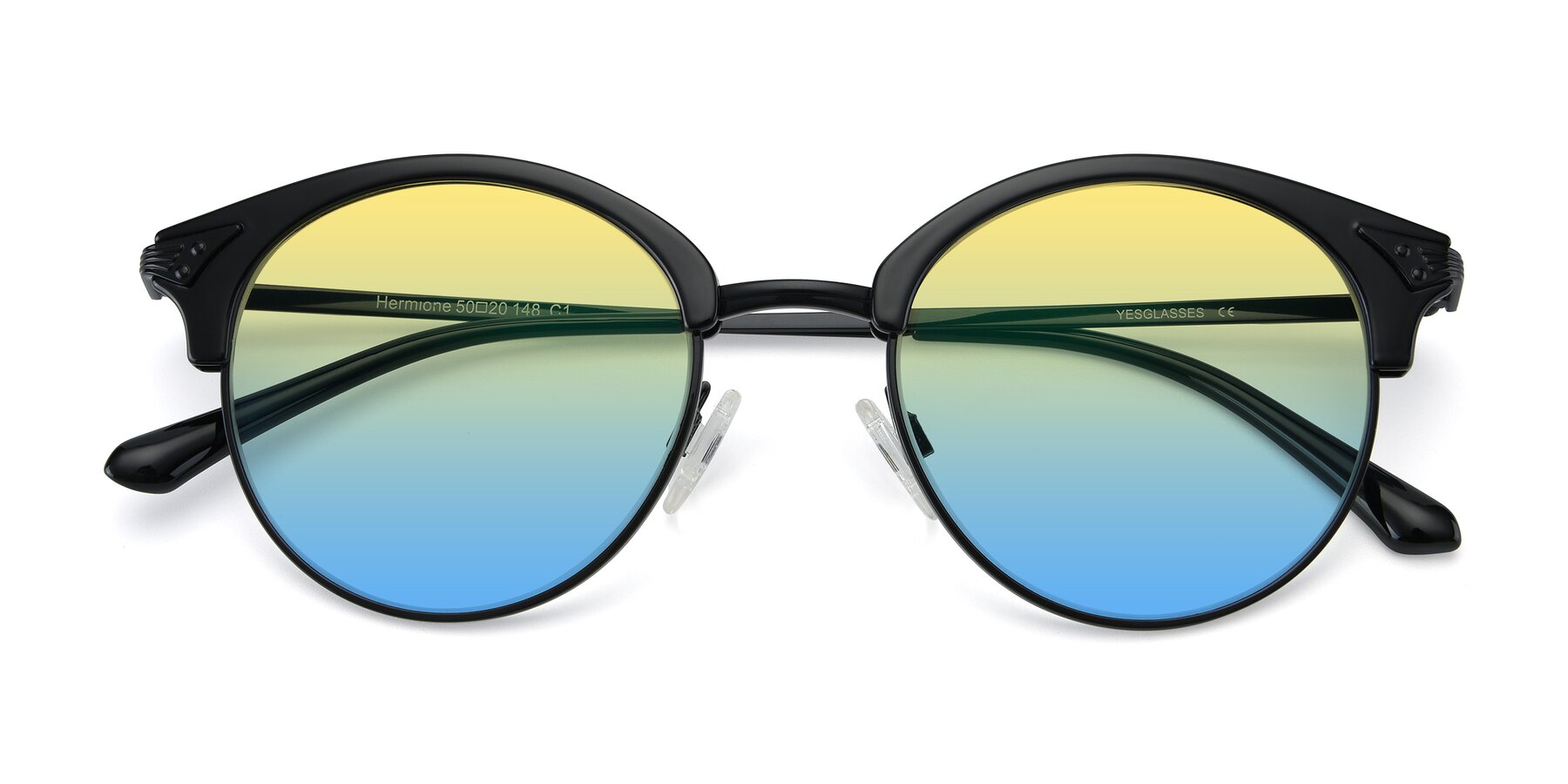 Folded Front of Hermione in Black with Yellow / Blue Gradient Lenses