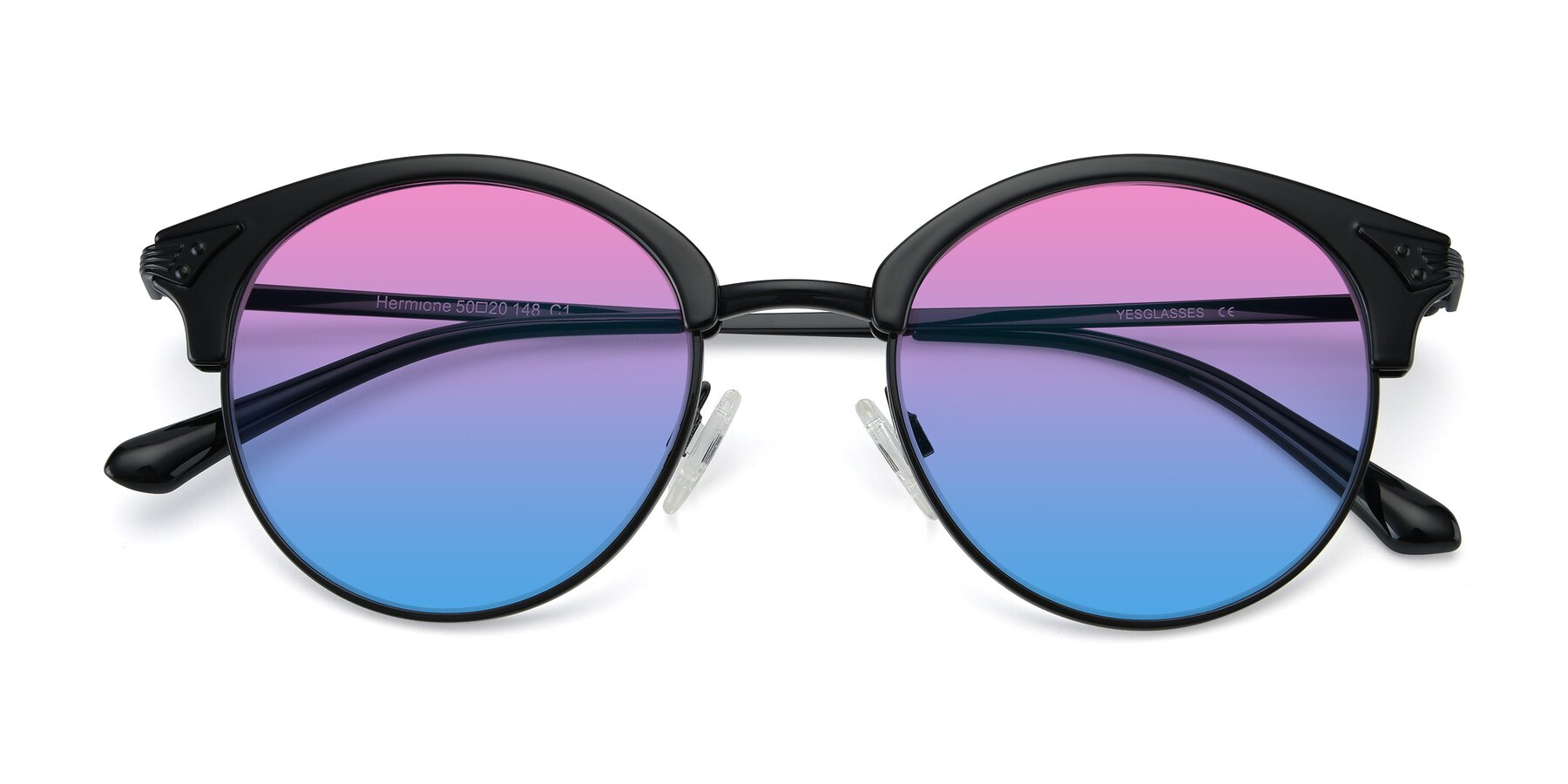 Folded Front of Hermione in Black with Pink / Blue Gradient Lenses