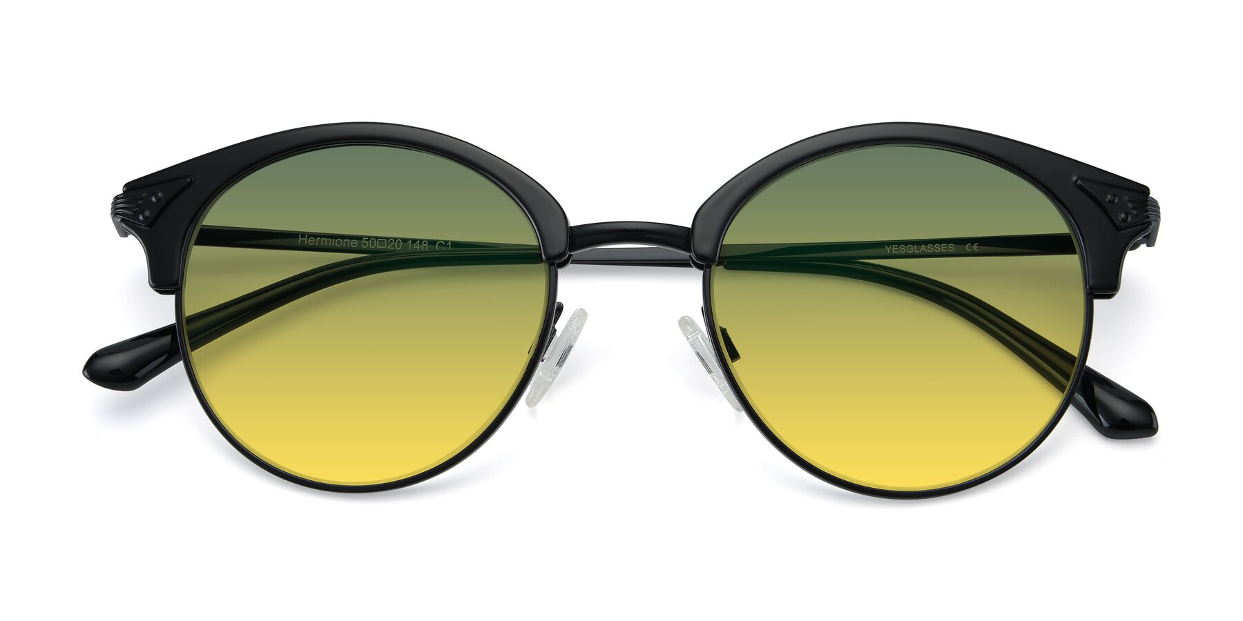 Folded Front of Hermione in Black with Green / Yellow Gradient Lenses