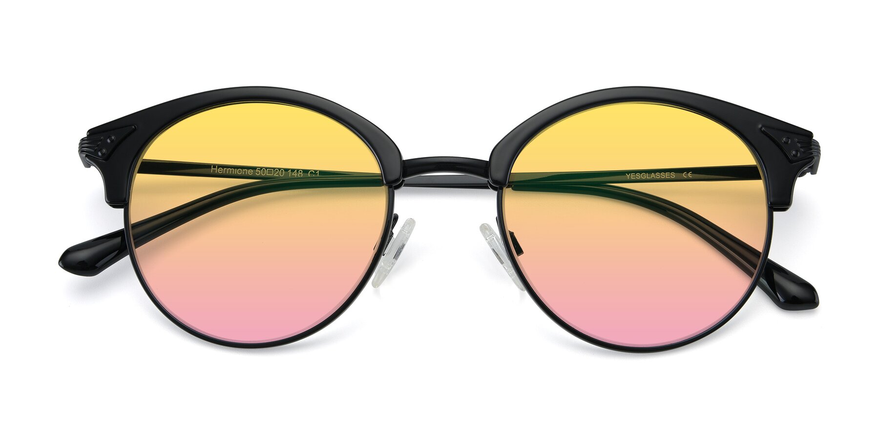 Folded Front of Hermione in Black with Yellow / Pink Gradient Lenses