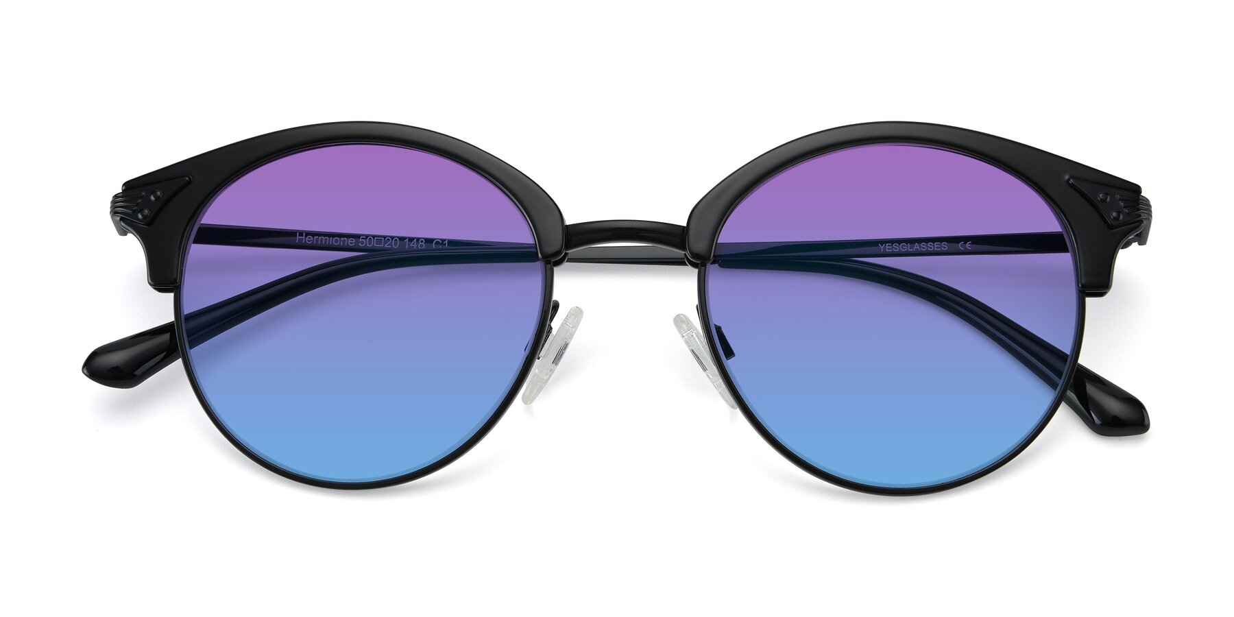 Folded Front of Hermione in Black with Purple / Blue Gradient Lenses