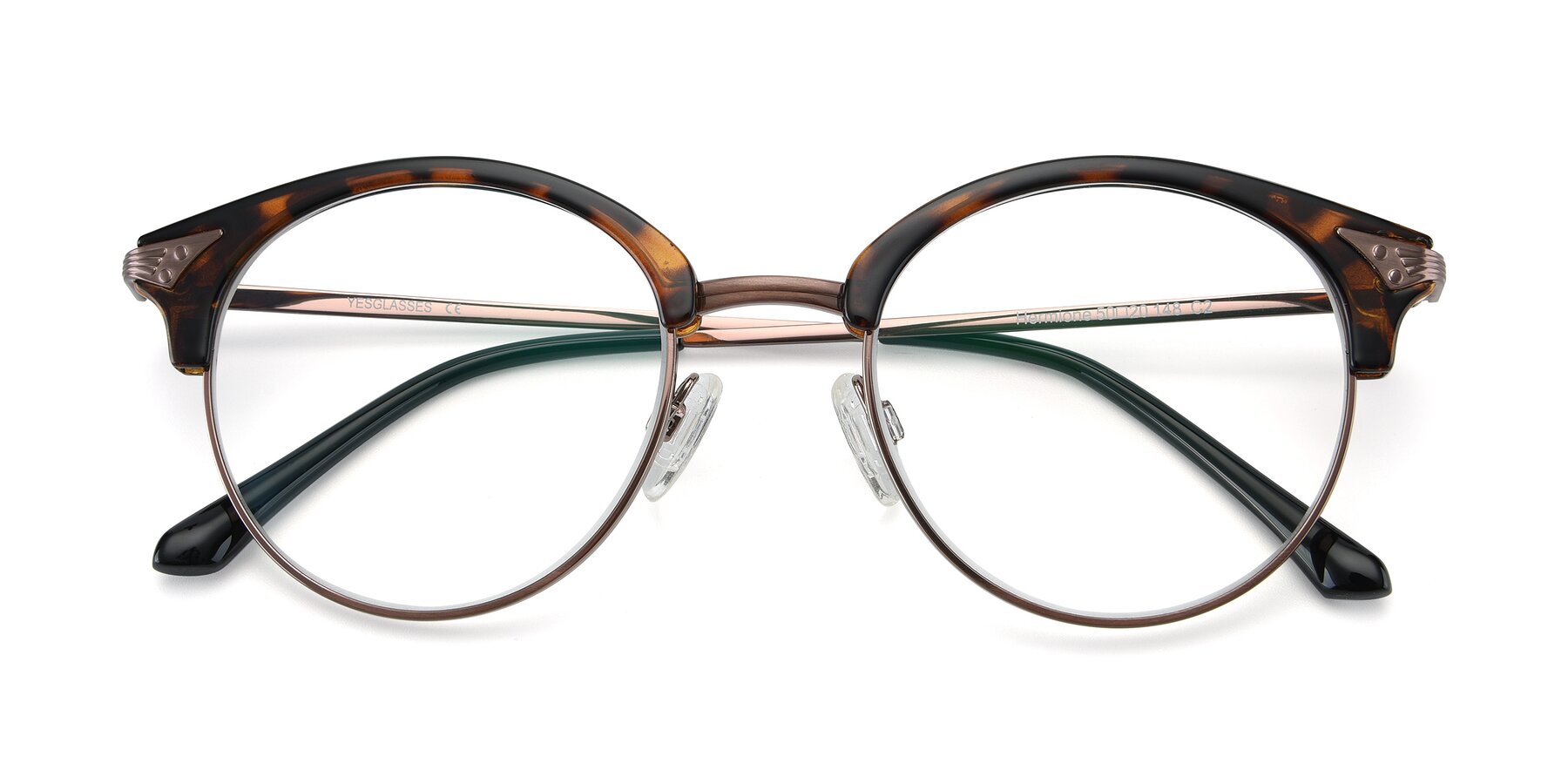 Folded Front of Hermione in Tortoise-Brown with Clear Blue Light Blocking Lenses
