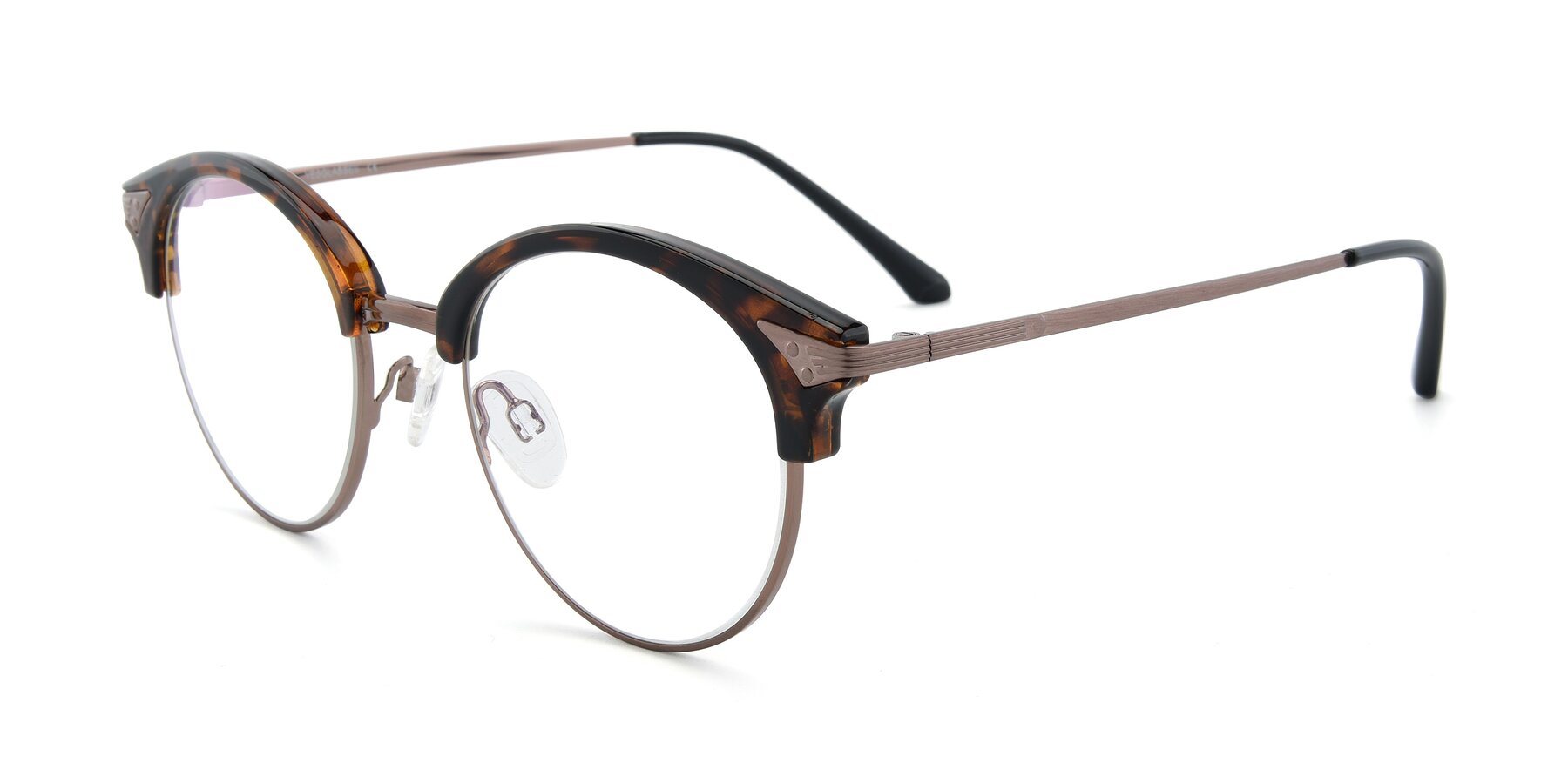 Angle of Hermione in Tortoise-Brown with Clear Reading Eyeglass Lenses