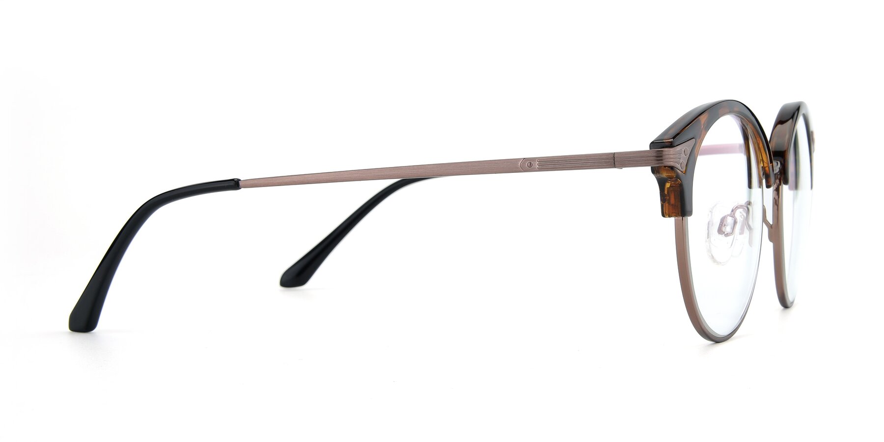 Side of Hermione in Tortoise-Brown with Clear Reading Eyeglass Lenses