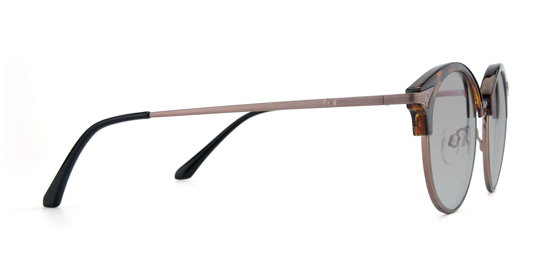 Side of Hermione in Tortoise-Brown with Light Gray Tinted Lenses