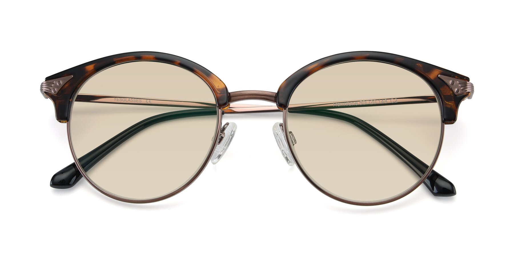 Folded Front of Hermione in Tortoise-Brown with Light Brown Tinted Lenses