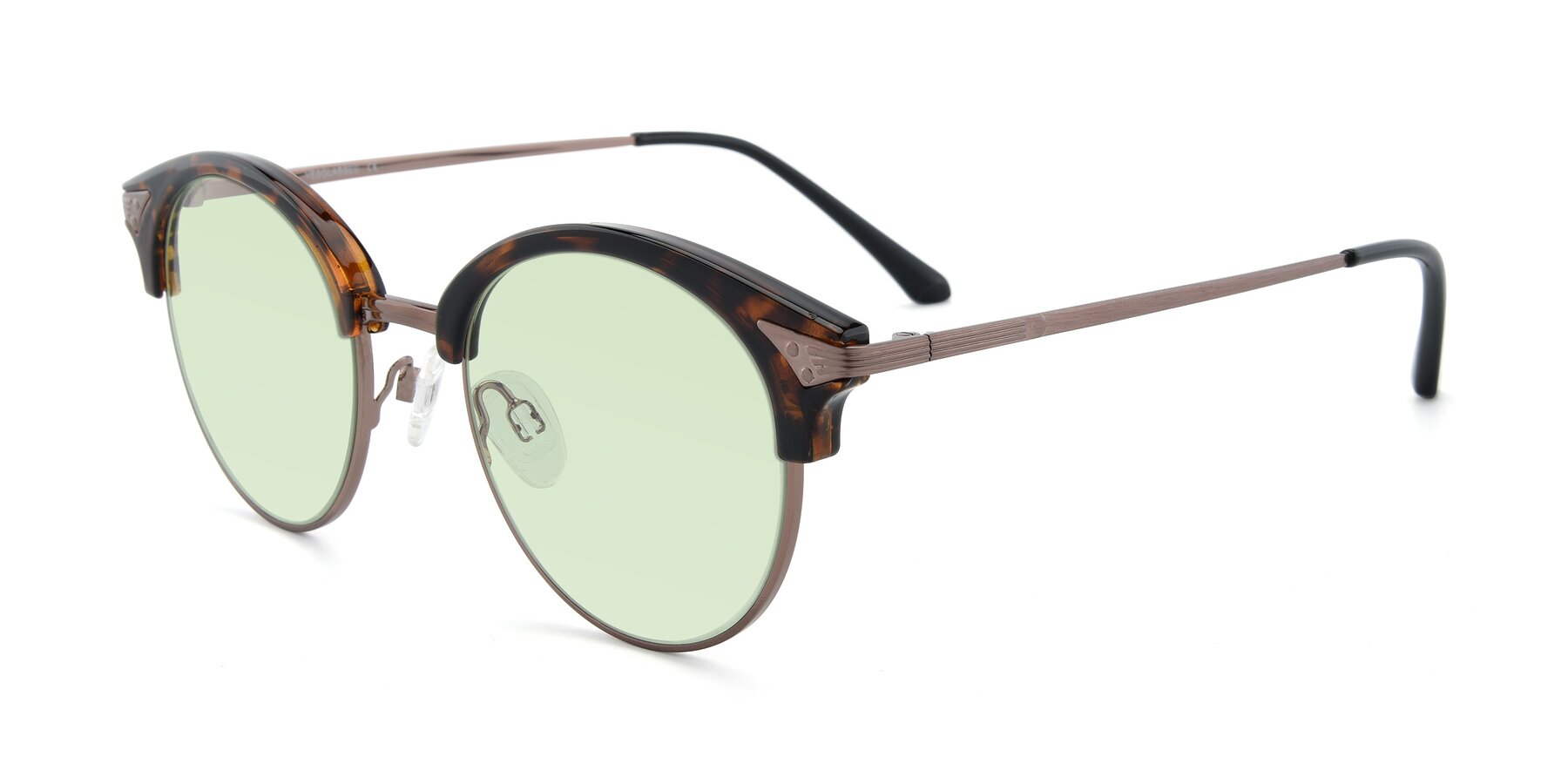 Angle of Hermione in Tortoise-Brown with Light Green Tinted Lenses