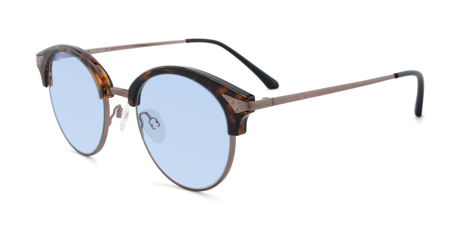Angle of Hermione in Tortoise-Brown with Light Blue Tinted Lenses
