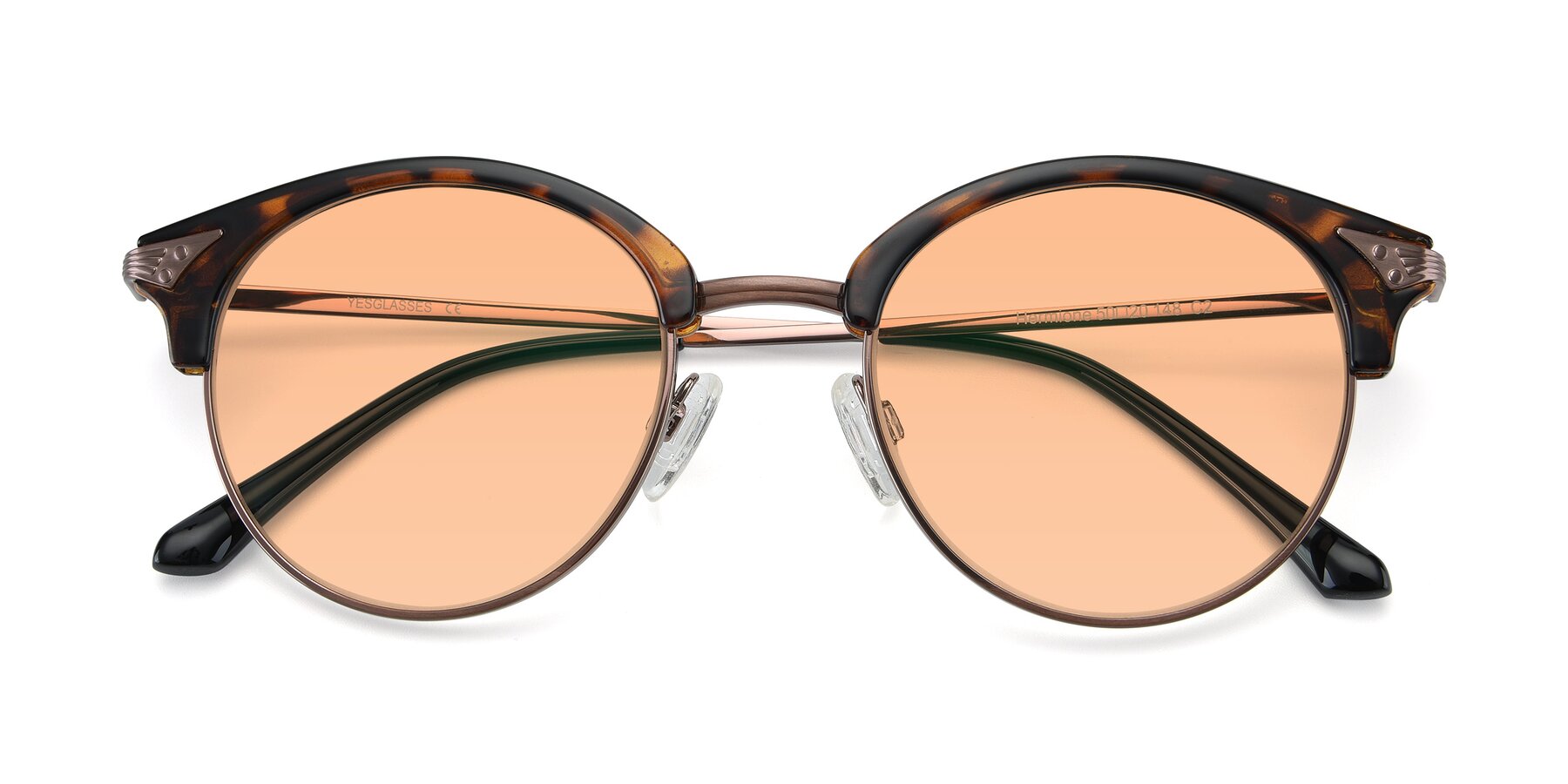 Folded Front of Hermione in Tortoise-Brown with Light Orange Tinted Lenses