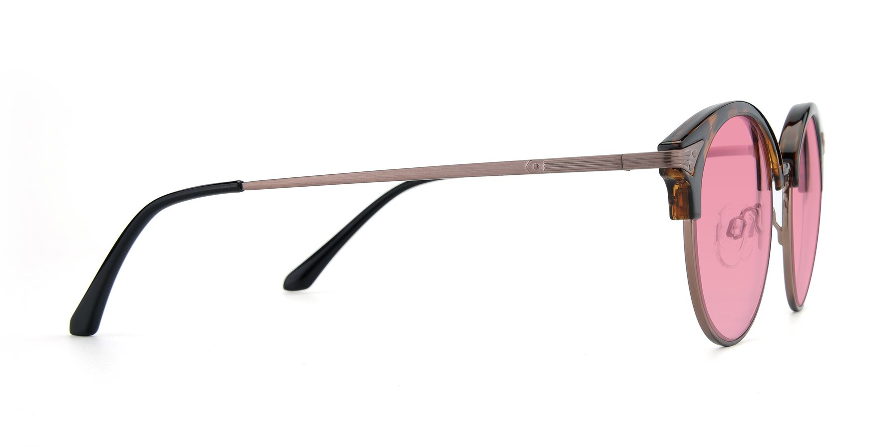 Side of Hermione in Tortoise-Brown with Pink Tinted Lenses